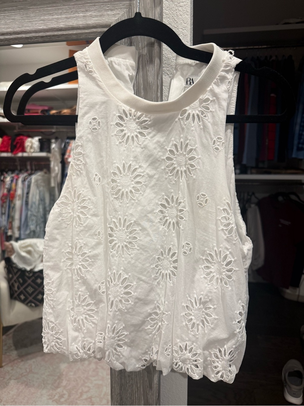 Zara - Women’s White Eyelet Tank Top